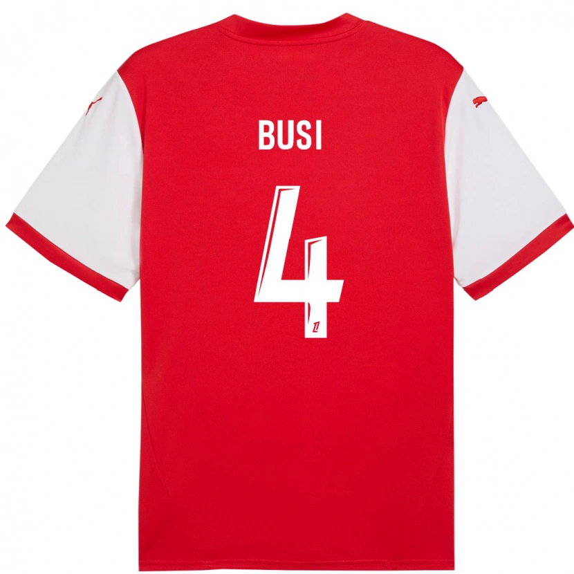 Danxen Kinderen Maxime Busi #4 Rood Wit Thuisshirt Thuistenue 2024/25 T-Shirt