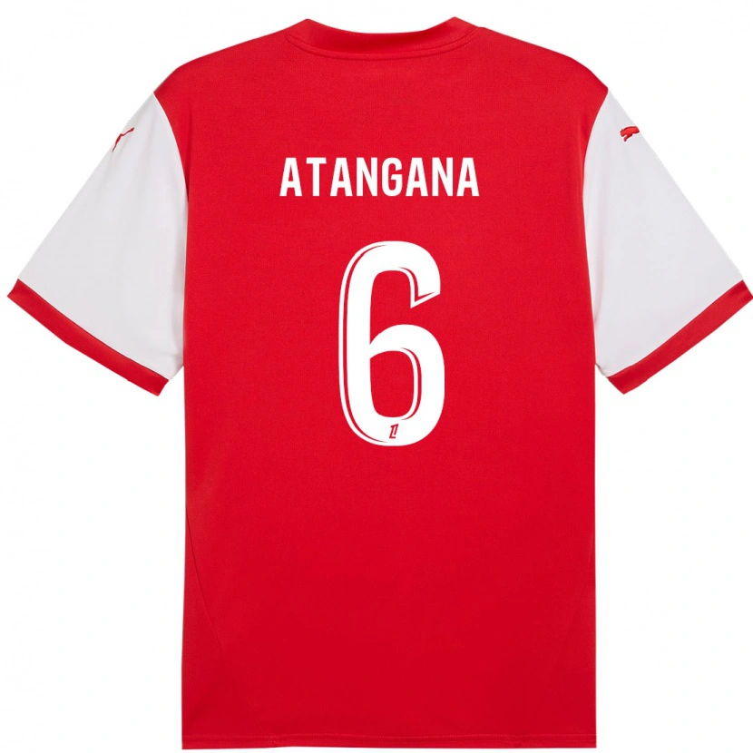 Danxen Kinderen Valentin Atangana #6 Rood Wit Thuisshirt Thuistenue 2024/25 T-Shirt