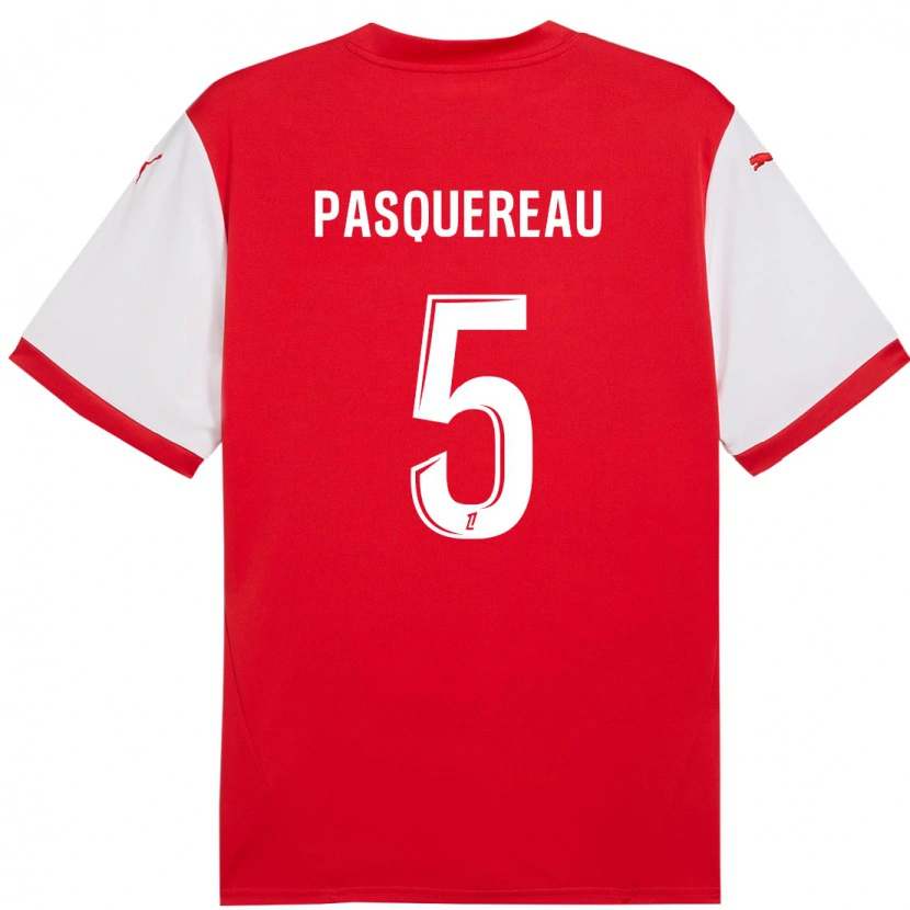 Danxen Kinderen Julie Pasquereau #5 Rood Wit Thuisshirt Thuistenue 2024/25 T-Shirt