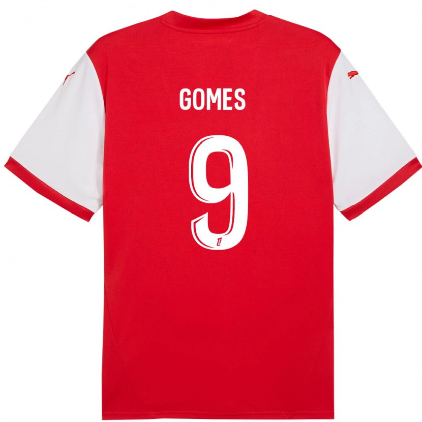 Danxen Kinderen Mélissa Gomes #9 Rood Wit Thuisshirt Thuistenue 2024/25 T-Shirt