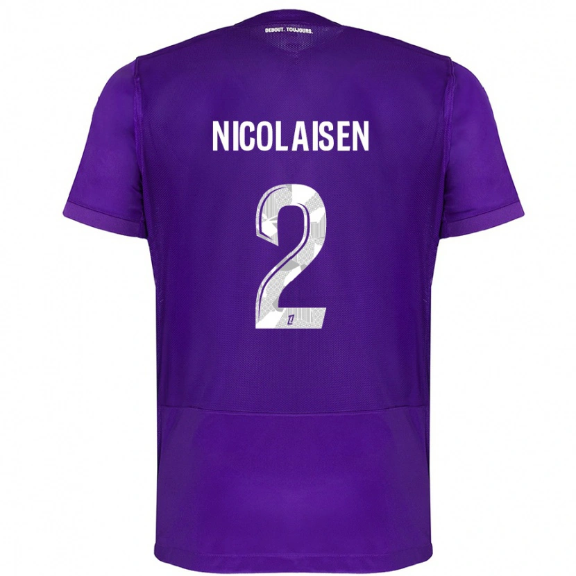 Danxen Kinderen Rasmus Nicolaisen #2 Paars Wit Thuisshirt Thuistenue 2024/25 T-Shirt