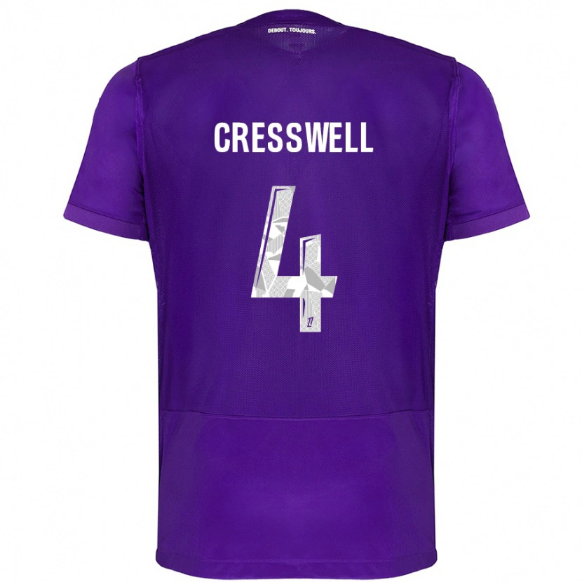 Danxen Kinderen Charlie Cresswell #4 Paars Wit Thuisshirt Thuistenue 2024/25 T-Shirt