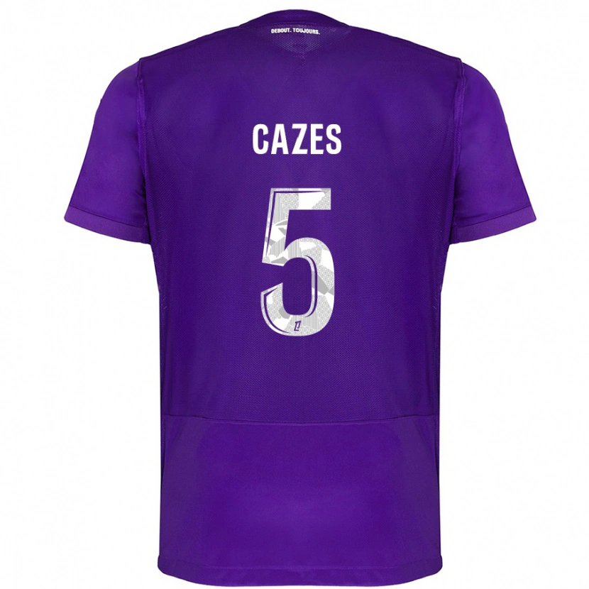 Danxen Kinderen Manon Cazes #5 Paars Wit Thuisshirt Thuistenue 2024/25 T-Shirt