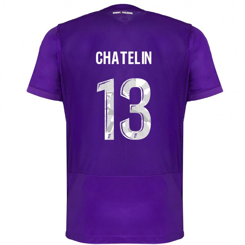 Danxen Kinderen Delphin Chatelin #13 Paars Wit Thuisshirt Thuistenue 2024/25 T-Shirt