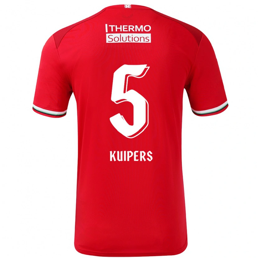 Danxen Kinderen Bas Kuipers #5 Rood Wit Thuisshirt Thuistenue 2024/25 T-Shirt