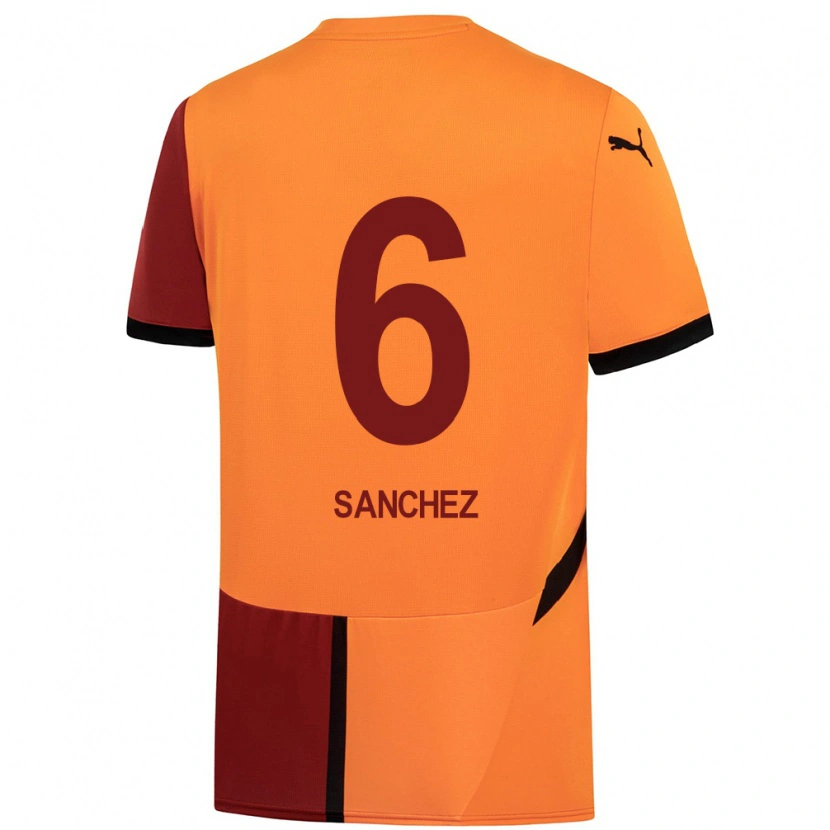 Danxen Kinderen Davinson Sánchez #6 Geel Rood Thuisshirt Thuistenue 2024/25 T-Shirt