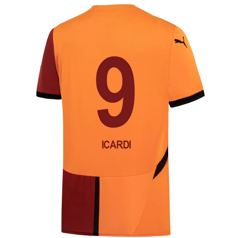 Danxen Kinderen Mauro Icardi #9 Geel Rood Thuisshirt Thuistenue 2024/25 T-Shirt