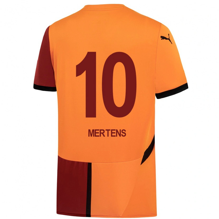 Danxen Kinderen Dries Mertens #10 Geel Rood Thuisshirt Thuistenue 2024/25 T-Shirt