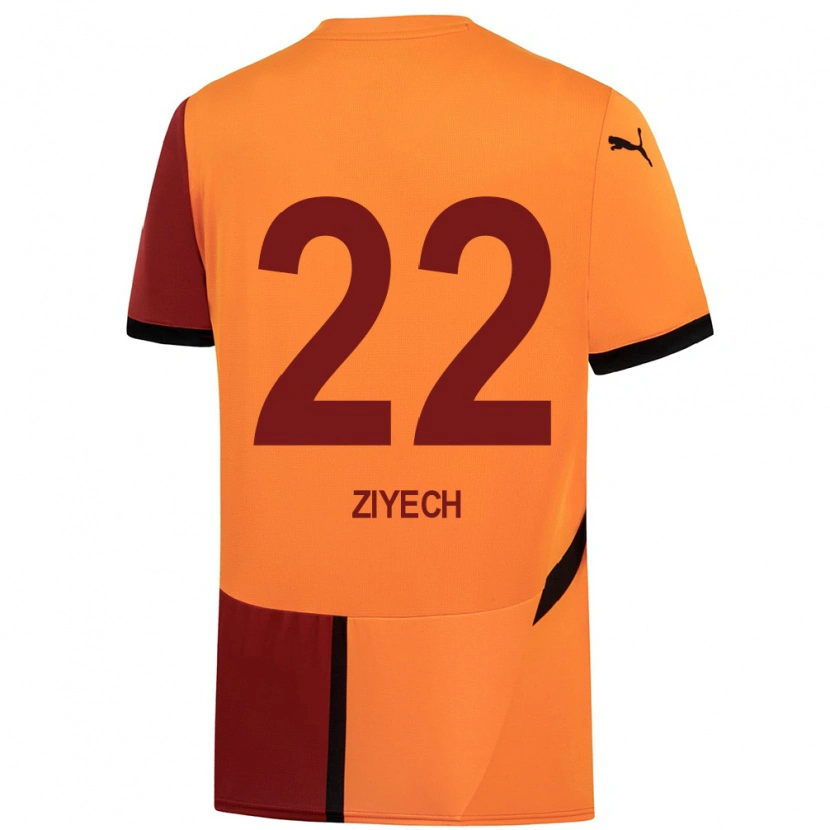 Danxen Kinderen Hakim Ziyech #22 Geel Rood Thuisshirt Thuistenue 2024/25 T-Shirt