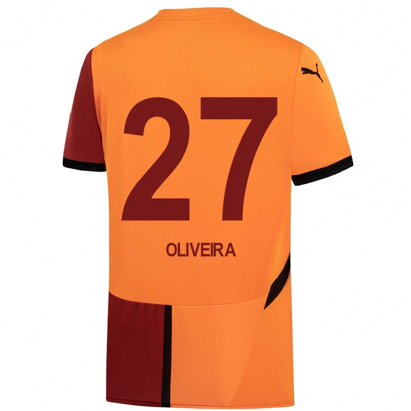 Danxen Kinderen Sérgio Oliveira #27 Geel Rood Thuisshirt Thuistenue 2024/25 T-Shirt