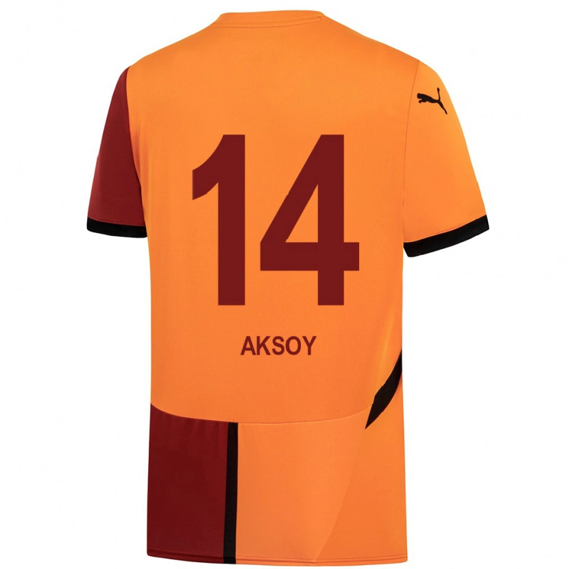 Danxen Kinderen Berkan Aksoy #14 Geel Rood Thuisshirt Thuistenue 2024/25 T-Shirt