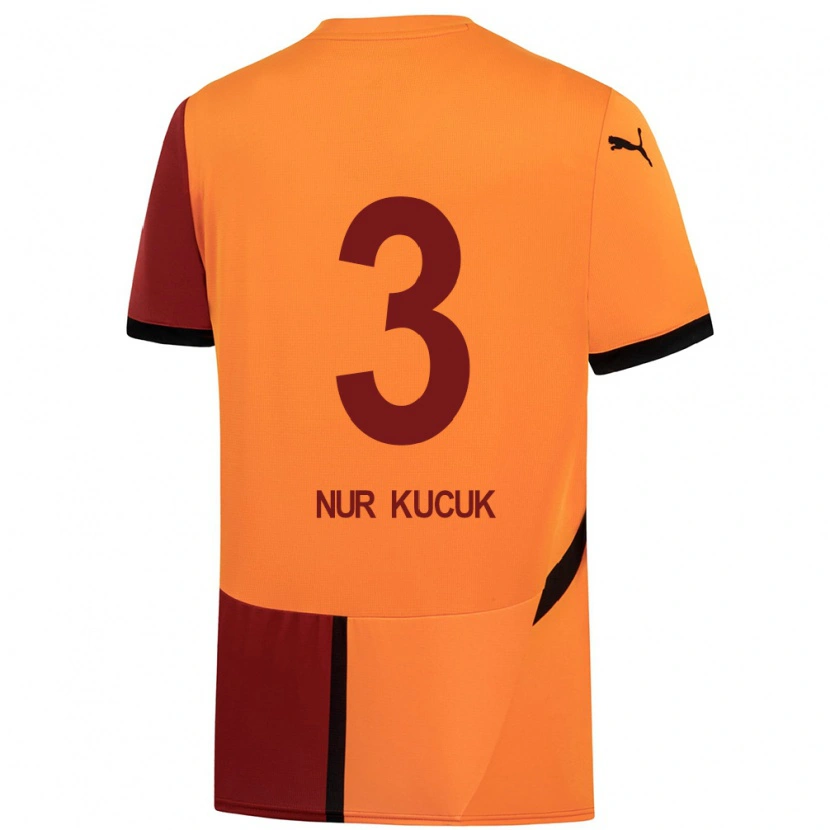 Danxen Kinderen Rabia Nur Küçük #3 Geel Rood Thuisshirt Thuistenue 2024/25 T-Shirt