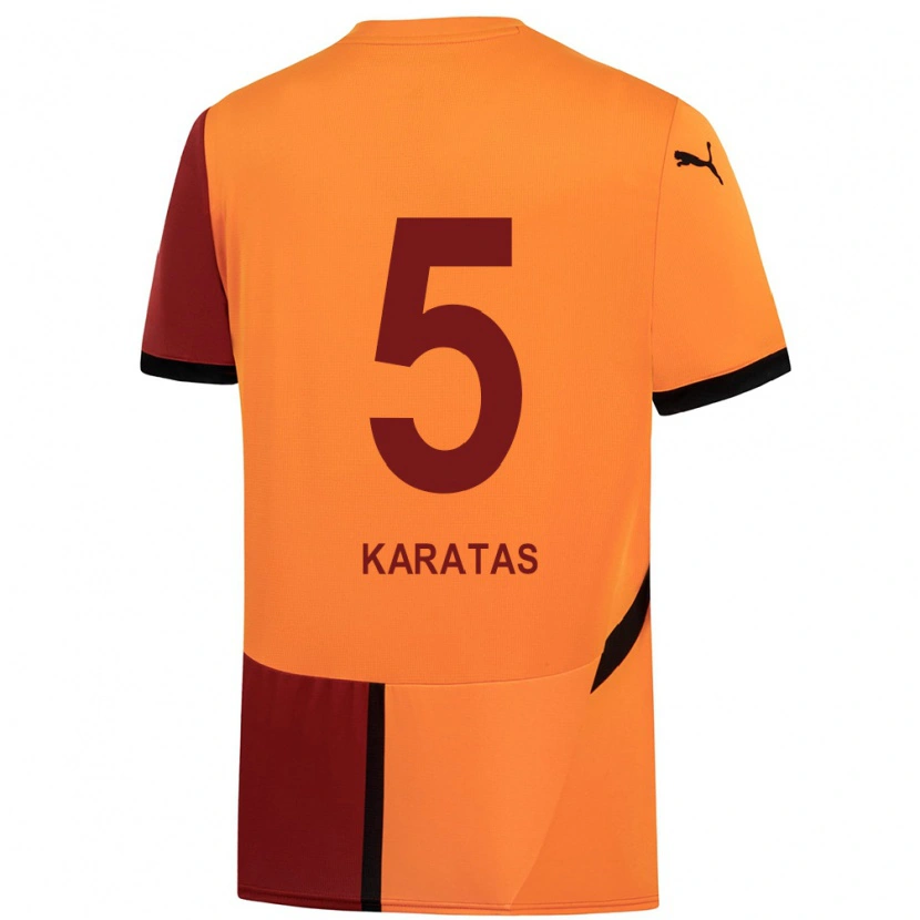 Danxen Kinderen Eda Karataş #5 Geel Rood Thuisshirt Thuistenue 2024/25 T-Shirt