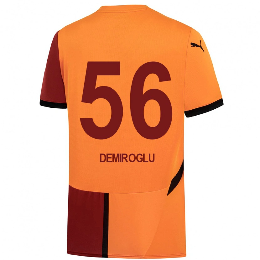 Danxen Kinderen Baran Demiroğlu #56 Geel Rood Thuisshirt Thuistenue 2024/25 T-Shirt