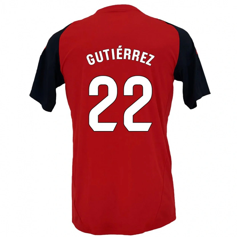 Danxen Kinderen Juan Gutiérrez #22 Rood Zwart Thuisshirt Thuistenue 2024/25 T-Shirt