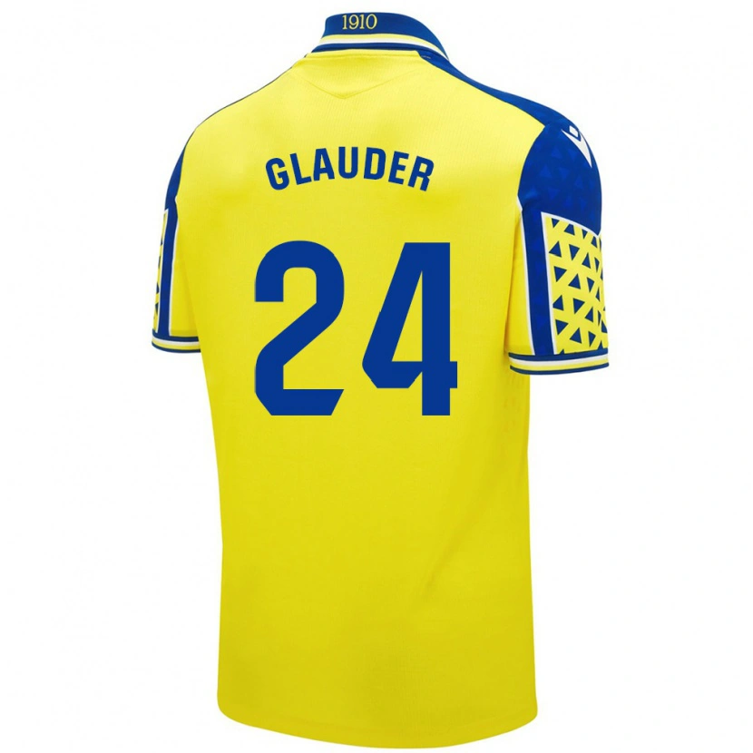 Danxen Kinderen Cristian Glauder #24 Geel Blauw Thuisshirt Thuistenue 2024/25 T-Shirt