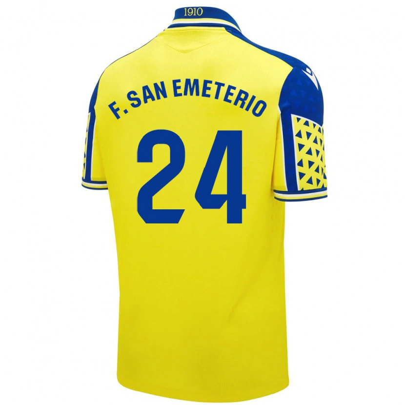 Danxen Kinderen Fede San Emeterio #24 Geel Blauw Thuisshirt Thuistenue 2024/25 T-Shirt