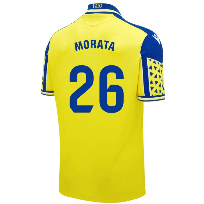 Danxen Kinderen Álex Morata #26 Geel Blauw Thuisshirt Thuistenue 2024/25 T-Shirt