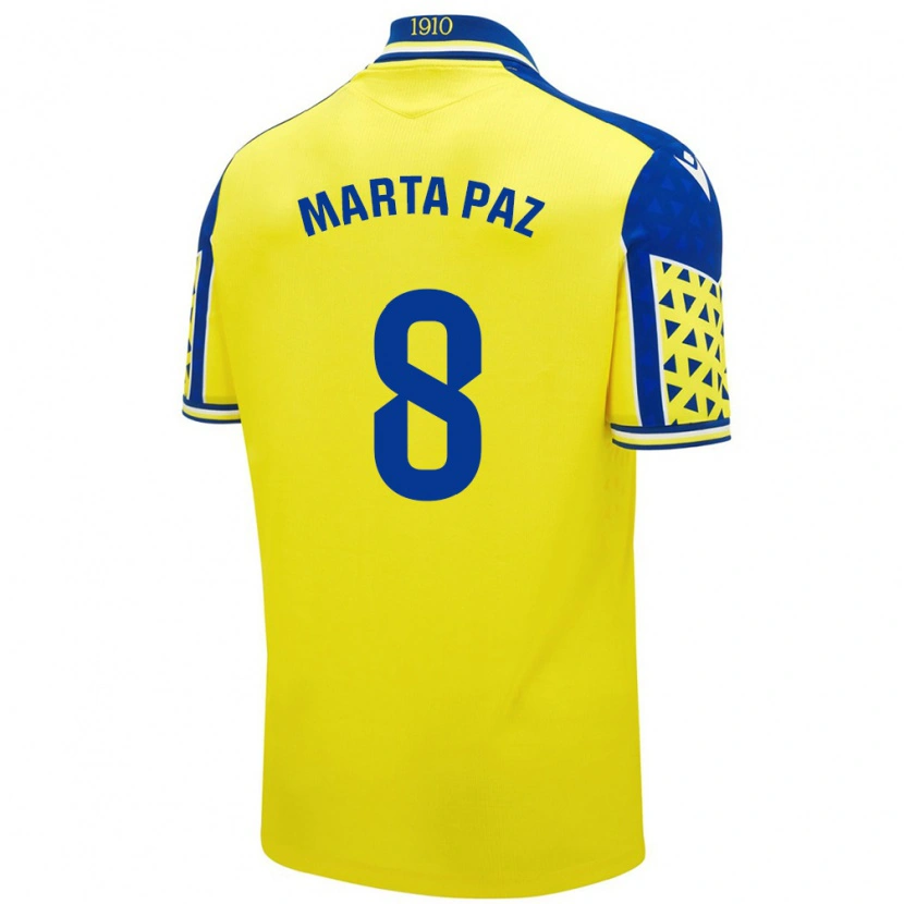 Danxen Kinderen Marta Milagros Paz Cruz #8 Geel Blauw Thuisshirt Thuistenue 2024/25 T-Shirt