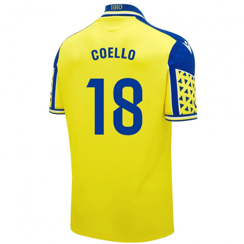 Danxen Kinderen María Del Carmen Coello Vidal #18 Geel Blauw Thuisshirt Thuistenue 2024/25 T-Shirt