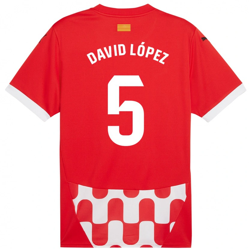 Danxen Kinderen David López #5 Rood Wit Thuisshirt Thuistenue 2024/25 T-Shirt