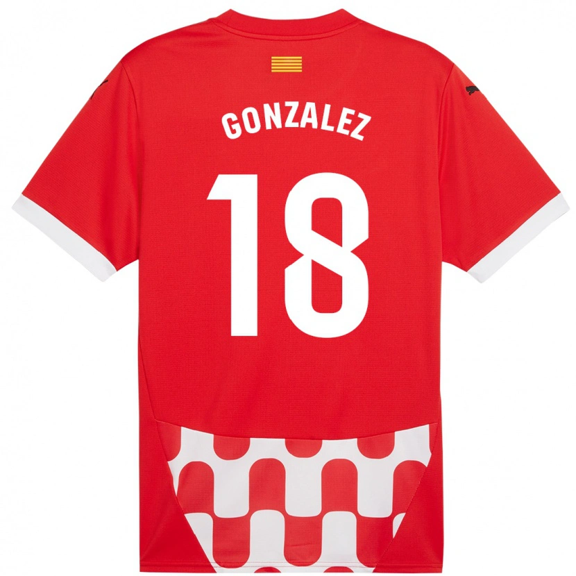 Danxen Kinderen Gerard González #18 Rood Wit Thuisshirt Thuistenue 2024/25 T-Shirt