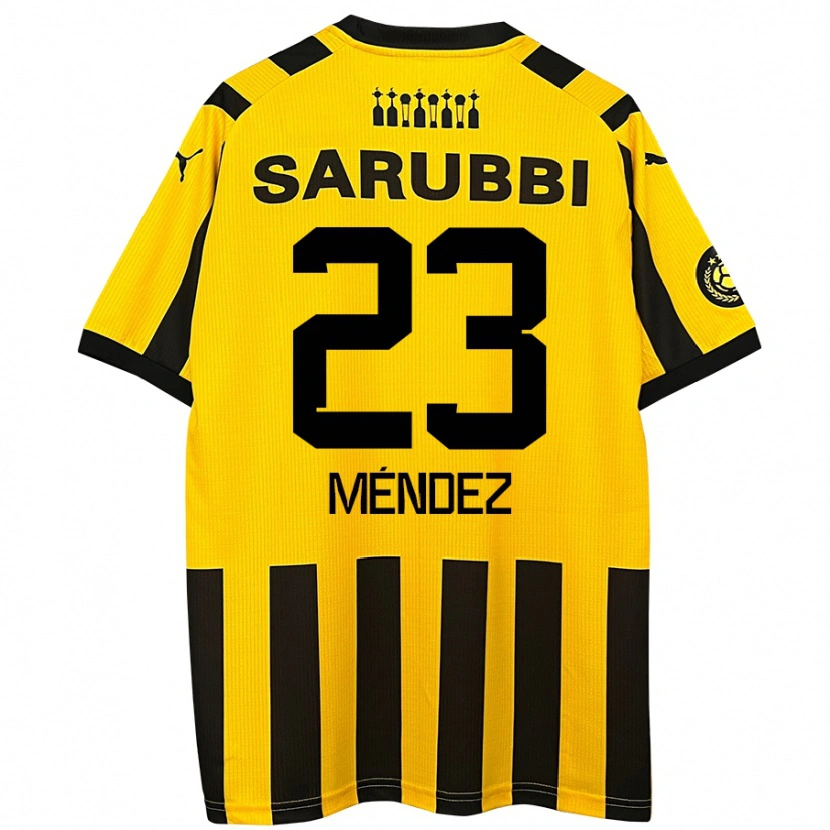 Danxen Kinderen Javier Méndez #23 Geel Zwart Thuisshirt Thuistenue 2024/25 T-Shirt