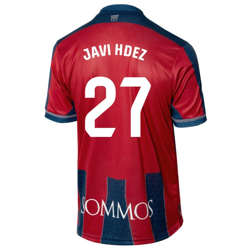 Danxen Kinderen Javi Hernández #27 Rood Blauw Thuisshirt Thuistenue 2024/25 T-Shirt