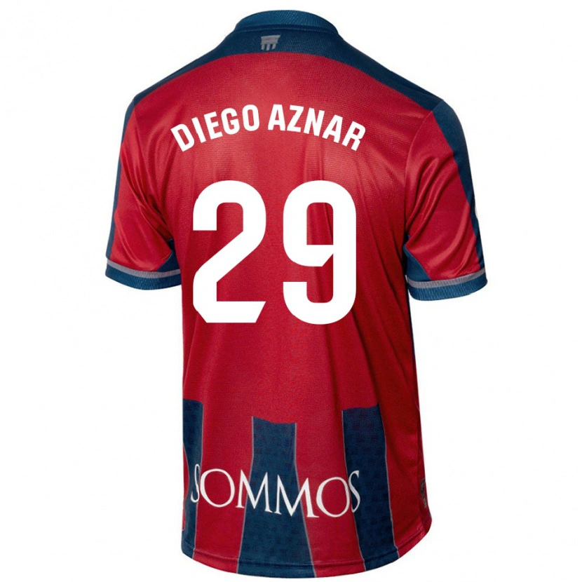 Danxen Kinderen Diego Aznar #29 Rood Blauw Thuisshirt Thuistenue 2024/25 T-Shirt