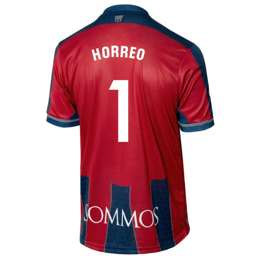 Danxen Kinderen Berto Hórreo #1 Rood Blauw Thuisshirt Thuistenue 2024/25 T-Shirt