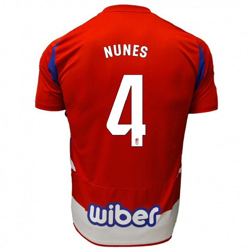 Danxen Kinderen David Nunes #4 Rood Wit Blauw Thuisshirt Thuistenue 2024/25 T-Shirt