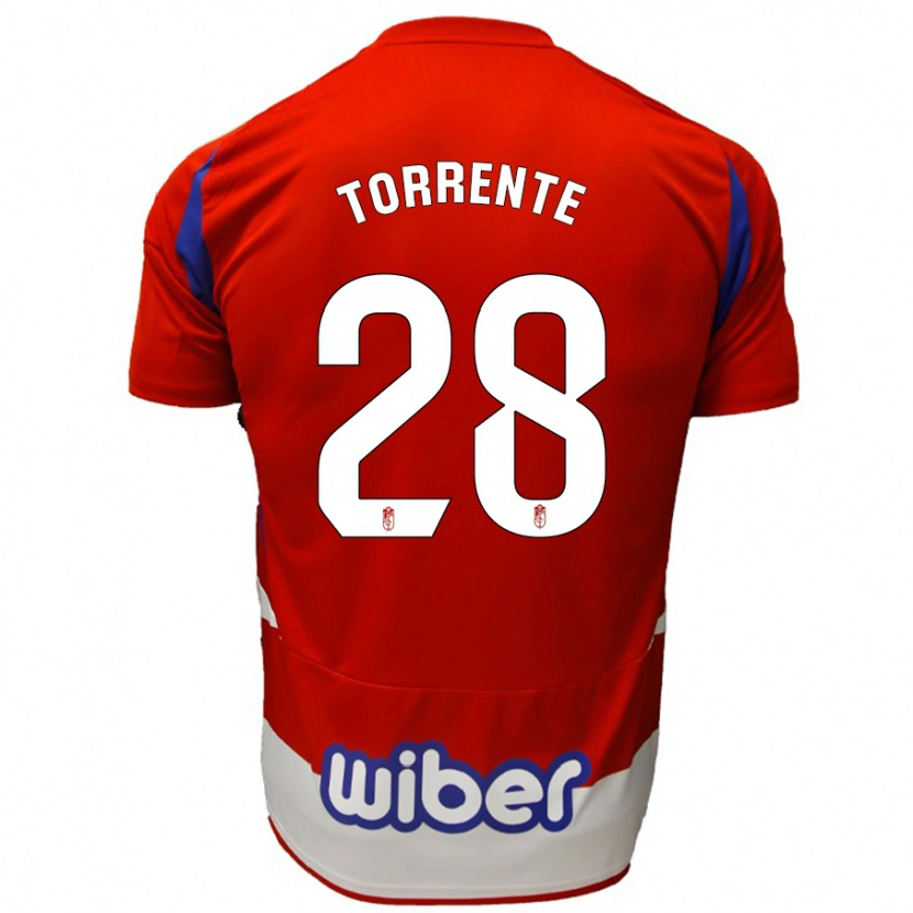 Danxen Kinderen Raúl Torrente #28 Rood Wit Blauw Thuisshirt Thuistenue 2024/25 T-Shirt