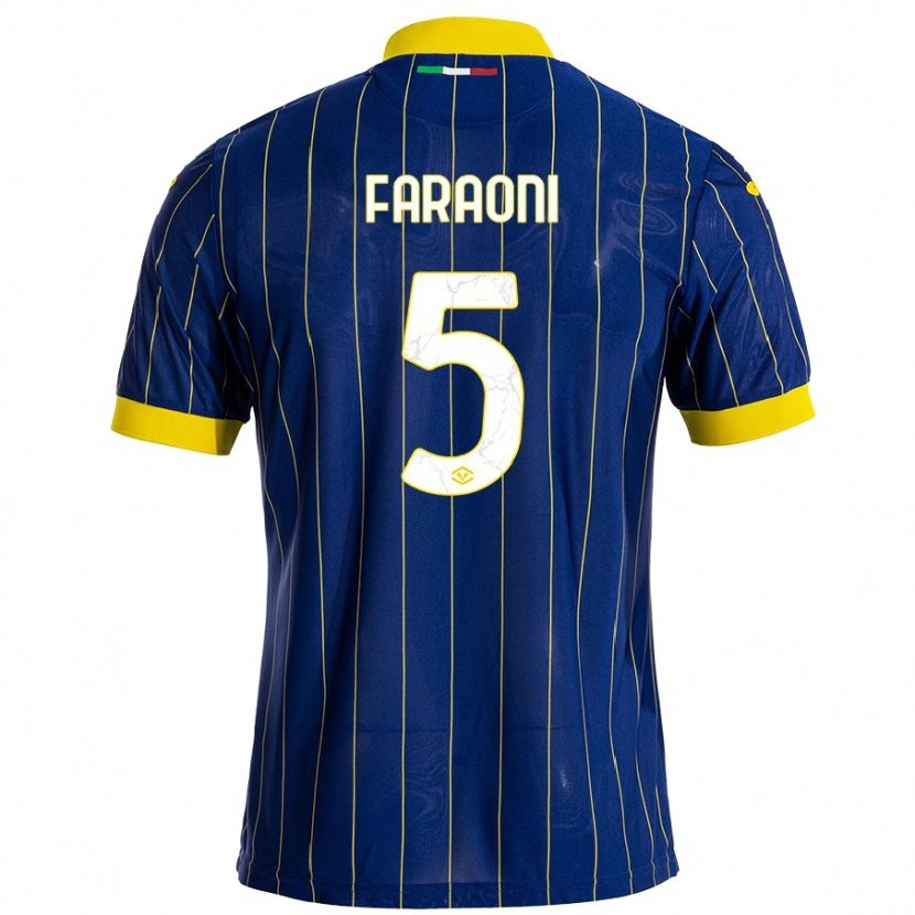 Danxen Kinderen Davide Faraoni #5 Blauw Geel Thuisshirt Thuistenue 2024/25 T-Shirt