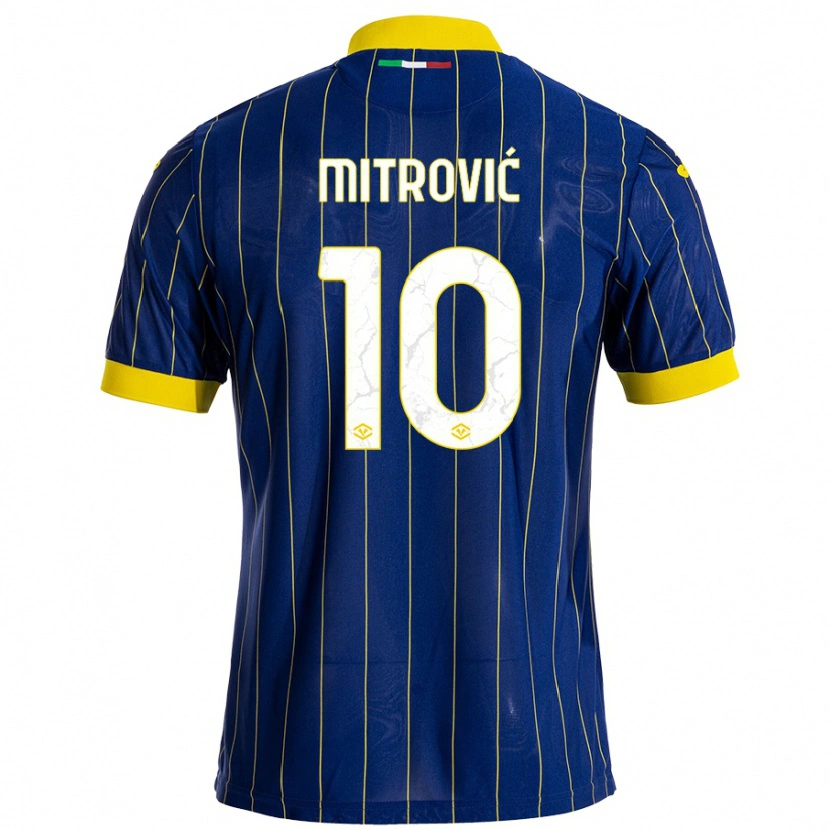 Danxen Kinderen Stefan Mitrović #10 Blauw Geel Thuisshirt Thuistenue 2024/25 T-Shirt