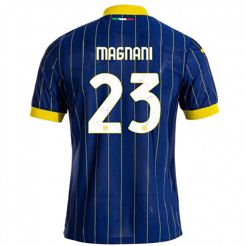 Danxen Kinderen Giangiacomo Magnani #23 Blauw Geel Thuisshirt Thuistenue 2024/25 T-Shirt