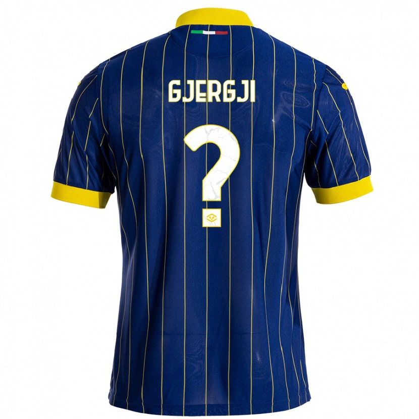 Danxen Kinderen Arbjon Gjergji #0 Blauw Geel Thuisshirt Thuistenue 2024/25 T-Shirt