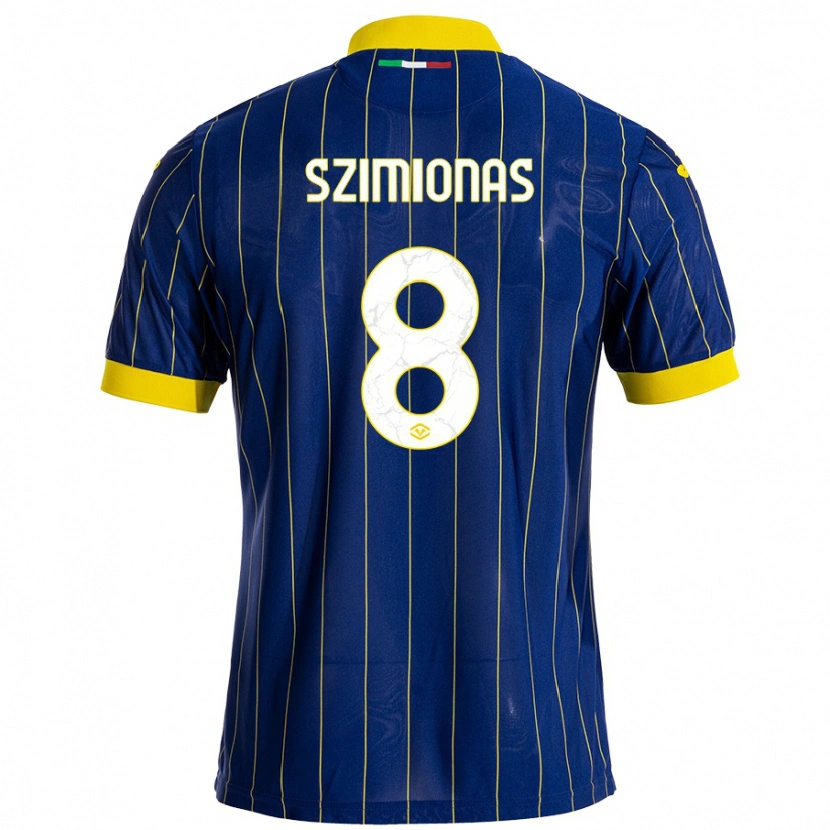 Danxen Kinderen Luca Szimionaș #8 Blauw Geel Thuisshirt Thuistenue 2024/25 T-Shirt