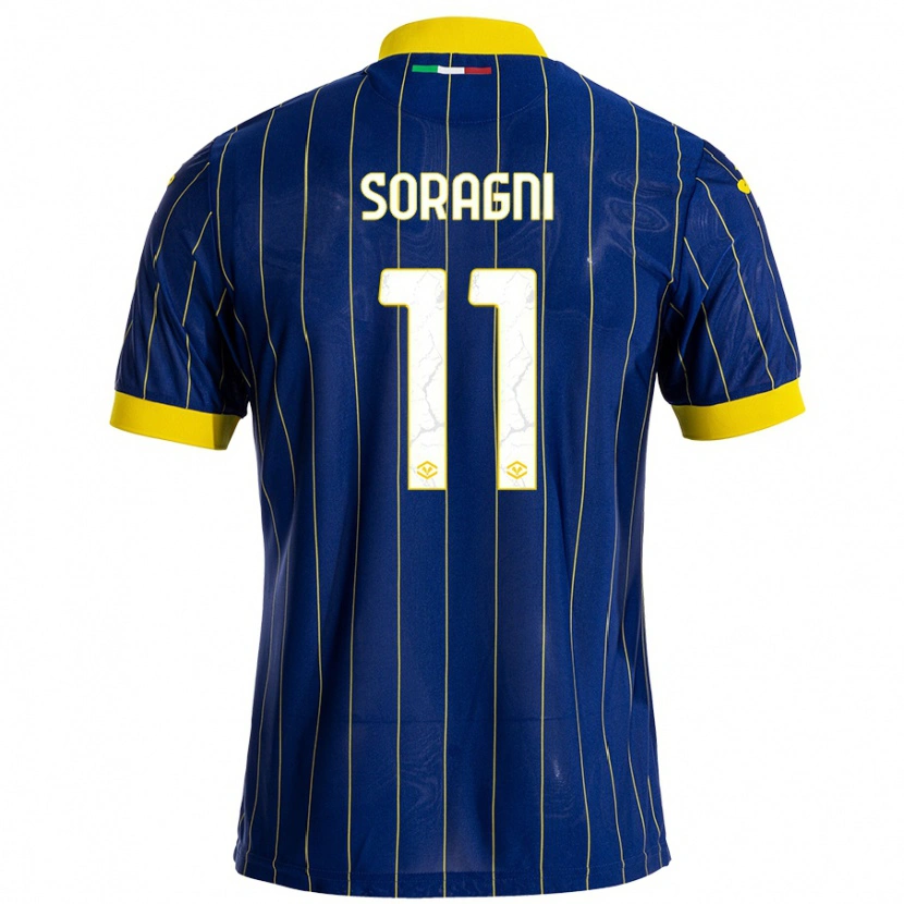 Danxen Kinderen Alberto Soragni #11 Blauw Geel Thuisshirt Thuistenue 2024/25 T-Shirt