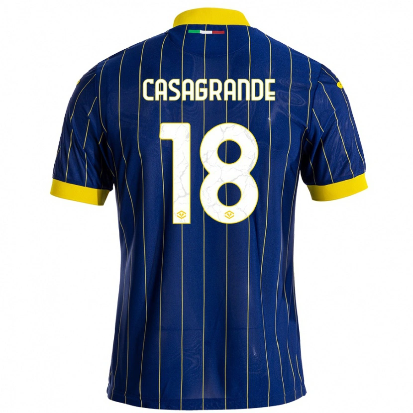 Danxen Kinderen Davide Casagrande #18 Blauw Geel Thuisshirt Thuistenue 2024/25 T-Shirt