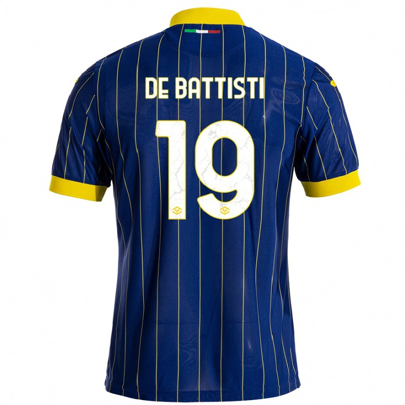 Danxen Kinderen Davide De Battisti #19 Blauw Geel Thuisshirt Thuistenue 2024/25 T-Shirt