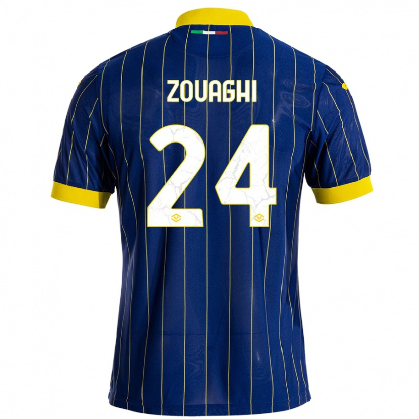 Danxen Kinderen Thomas Zouaghi #24 Blauw Geel Thuisshirt Thuistenue 2024/25 T-Shirt