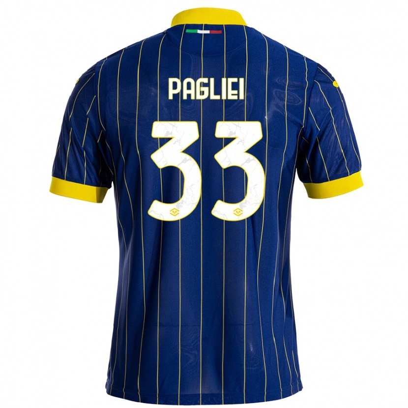 Danxen Kinderen Matteo Pagliei #33 Blauw Geel Thuisshirt Thuistenue 2024/25 T-Shirt