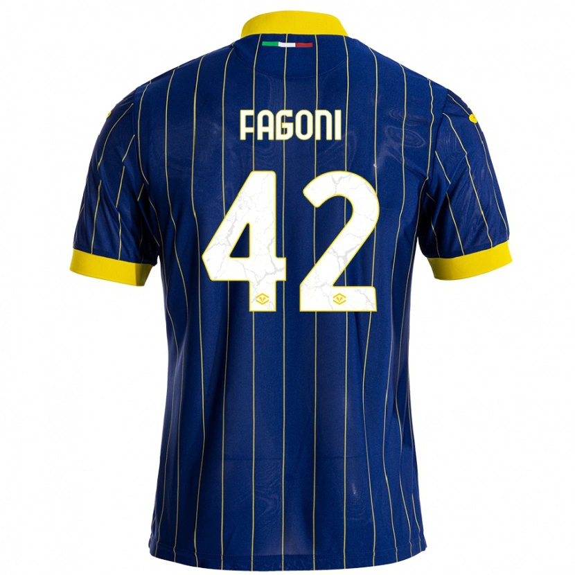 Danxen Kinderen Marco Fagoni #42 Blauw Geel Thuisshirt Thuistenue 2024/25 T-Shirt