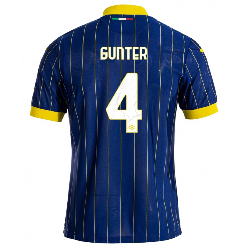 Danxen Kinderen Koray Günter #4 Blauw Geel Thuisshirt Thuistenue 2024/25 T-Shirt