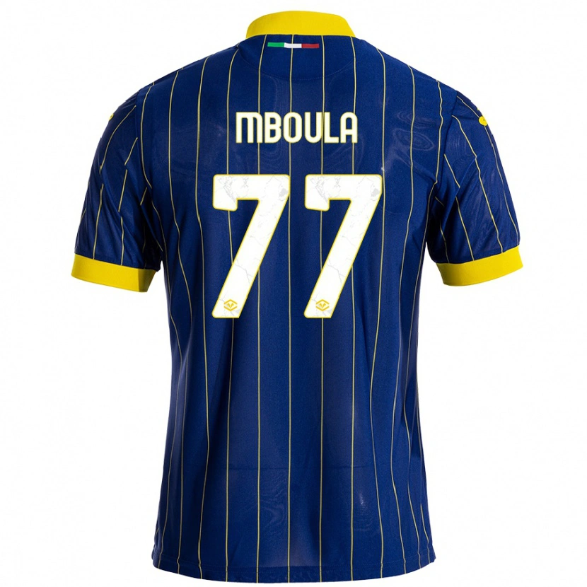 Danxen Kinderen Jordi Mboula #77 Blauw Geel Thuisshirt Thuistenue 2024/25 T-Shirt