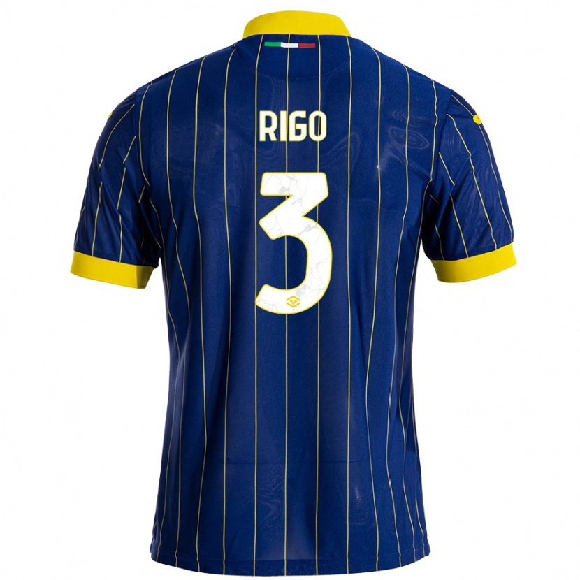 Danxen Kinderen Mattia Rigo #3 Blauw Geel Thuisshirt Thuistenue 2024/25 T-Shirt