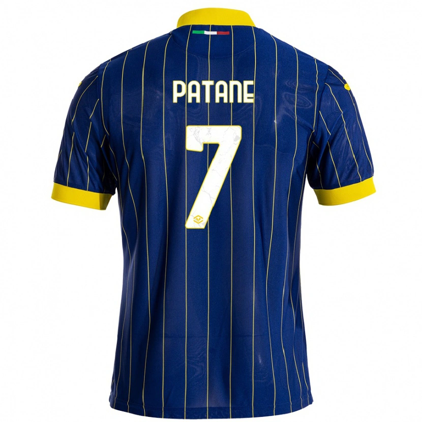 Danxen Kinderen Nicola Patanè #7 Blauw Geel Thuisshirt Thuistenue 2024/25 T-Shirt