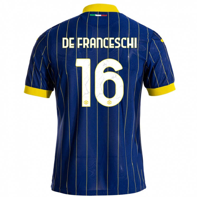 Danxen Kinderen Edoardo De Franceschi #16 Blauw Geel Thuisshirt Thuistenue 2024/25 T-Shirt