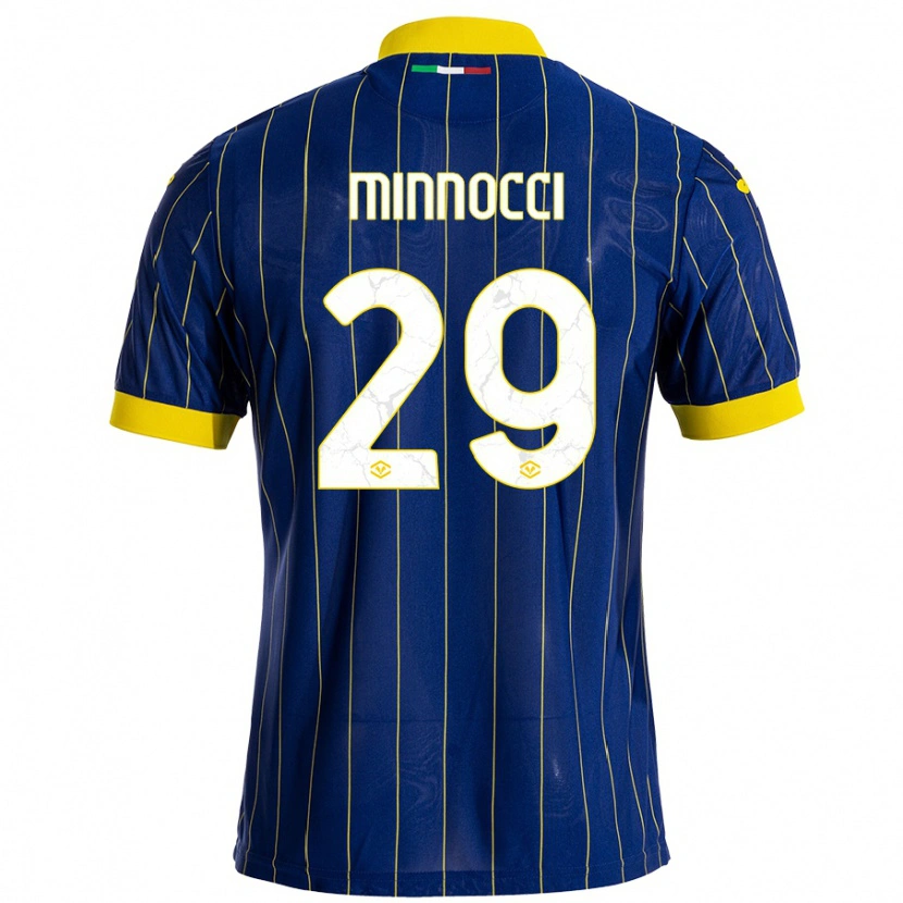 Danxen Kinderen Valerio Minnocci #29 Blauw Geel Thuisshirt Thuistenue 2024/25 T-Shirt