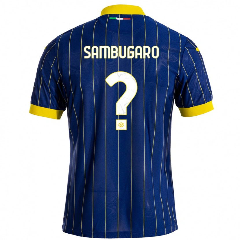 Danxen Kinderen Mattia Sambugaro #0 Blauw Geel Thuisshirt Thuistenue 2024/25 T-Shirt